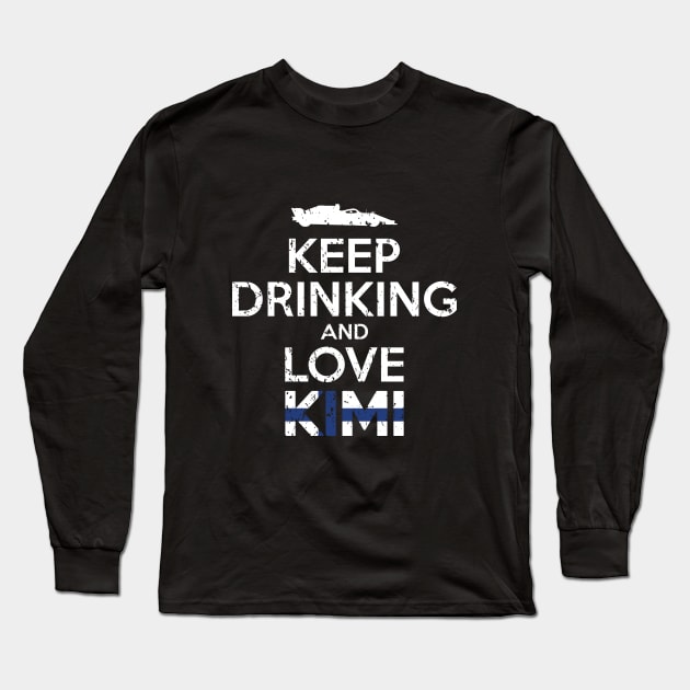 Formula 1 meme - Keep calm and love Kimi vintage | drinking | Racing car Long Sleeve T-Shirt by Vane22april